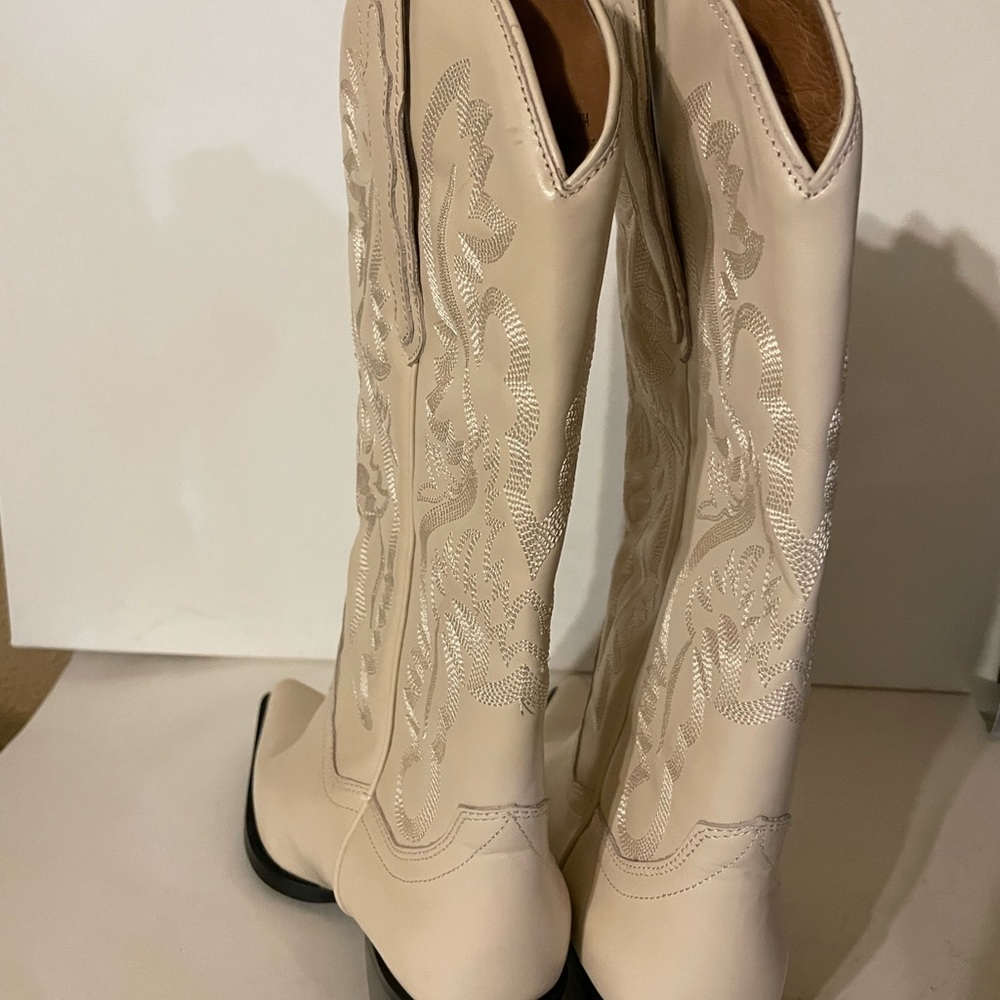 Jeffrey Campbell Cream Western Heeled Boots - Picture 5 of 7